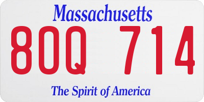 MA license plate 8OQ714