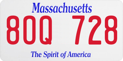 MA license plate 8OQ728
