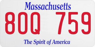 MA license plate 8OQ759
