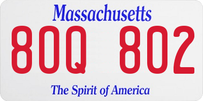 MA license plate 8OQ802