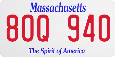 MA license plate 8OQ940