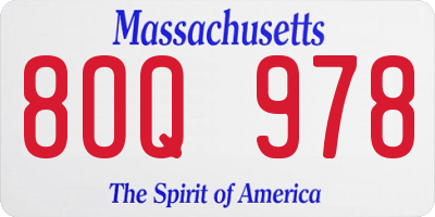 MA license plate 8OQ978