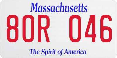 MA license plate 8OR046