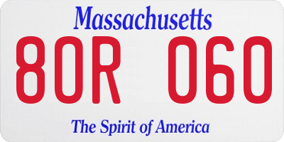 MA license plate 8OR060