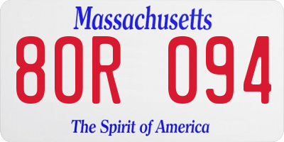 MA license plate 8OR094