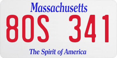 MA license plate 8OS341