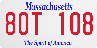 MA license plate 8OT108
