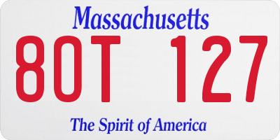 MA license plate 8OT127