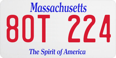 MA license plate 8OT224