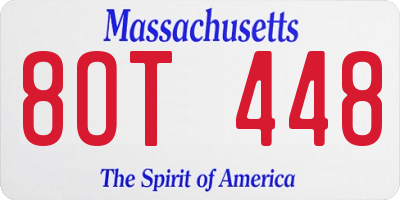 MA license plate 8OT448