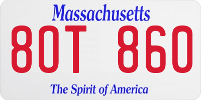 MA license plate 8OT860