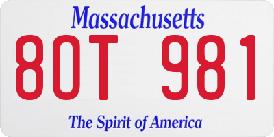 MA license plate 8OT981
