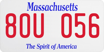 MA license plate 8OU056