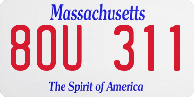 MA license plate 8OU311