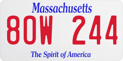 MA license plate 8OW244