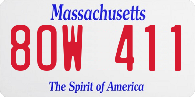 MA license plate 8OW411