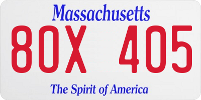 MA license plate 8OX405