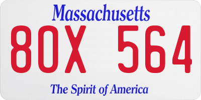 MA license plate 8OX564