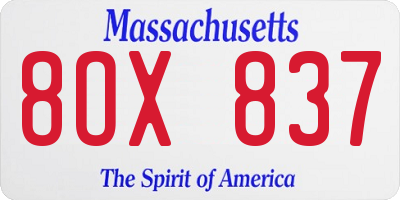 MA license plate 8OX837