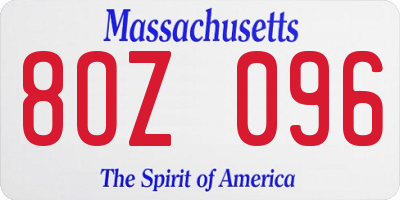 MA license plate 8OZ096