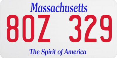 MA license plate 8OZ329
