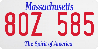 MA license plate 8OZ585