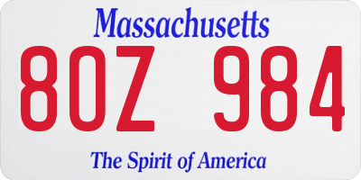 MA license plate 8OZ984