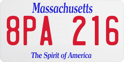 MA license plate 8PA216