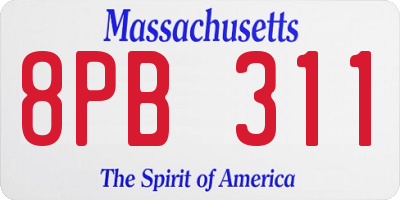 MA license plate 8PB311