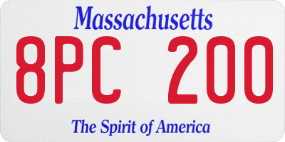 MA license plate 8PC200