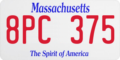 MA license plate 8PC375
