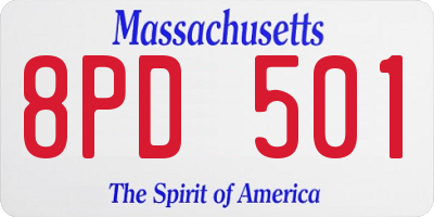 MA license plate 8PD501