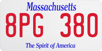 MA license plate 8PG380