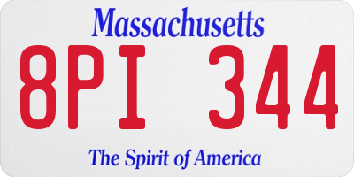 MA license plate 8PI344