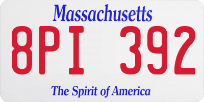 MA license plate 8PI392