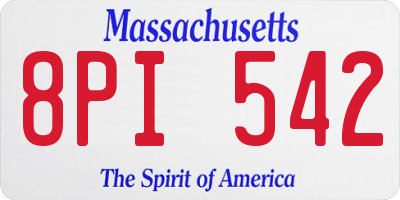 MA license plate 8PI542