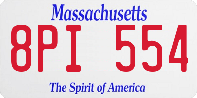MA license plate 8PI554