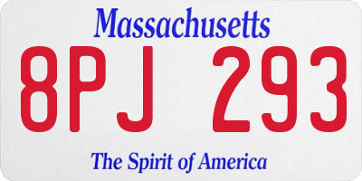 MA license plate 8PJ293