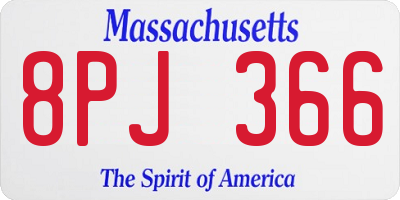 MA license plate 8PJ366