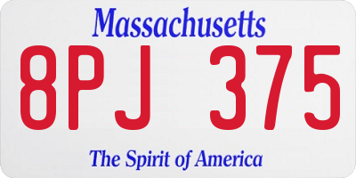 MA license plate 8PJ375