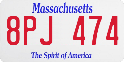 MA license plate 8PJ474