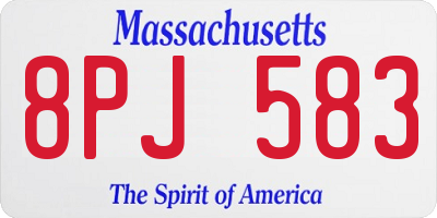 MA license plate 8PJ583
