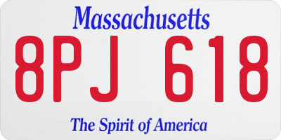 MA license plate 8PJ618