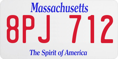 MA license plate 8PJ712