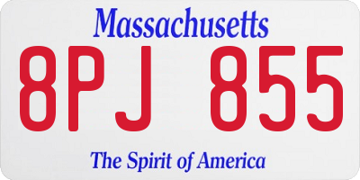 MA license plate 8PJ855