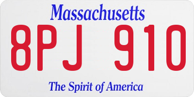 MA license plate 8PJ910