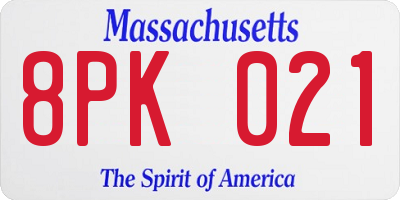 MA license plate 8PK021