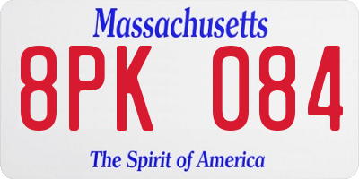 MA license plate 8PK084