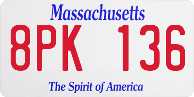 MA license plate 8PK136