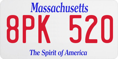 MA license plate 8PK520